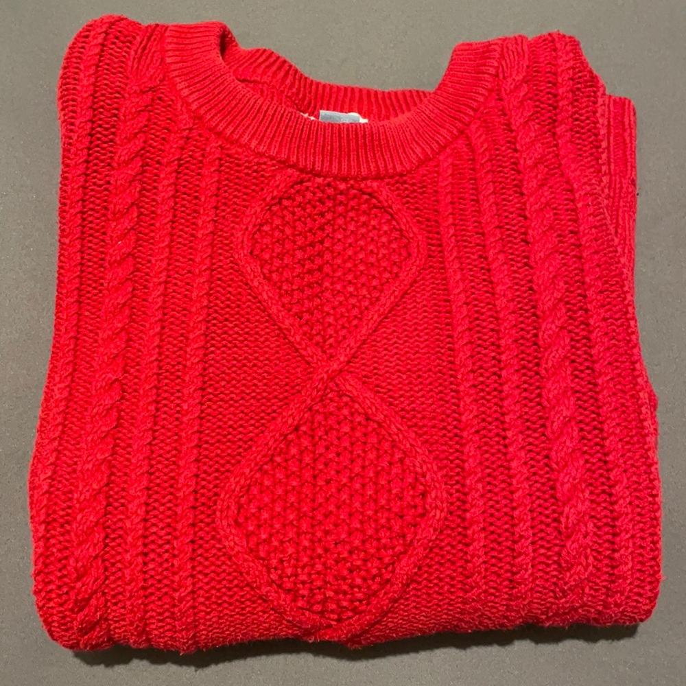 Selling a used, red sweater, still in good condition, purchased from Old Navy.